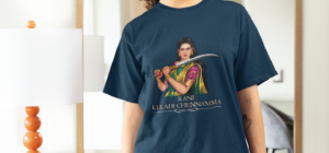 gildan-t-shirt-mockup-of-a-woman-with-curly-hair-posing-in-her-living-room-m32060